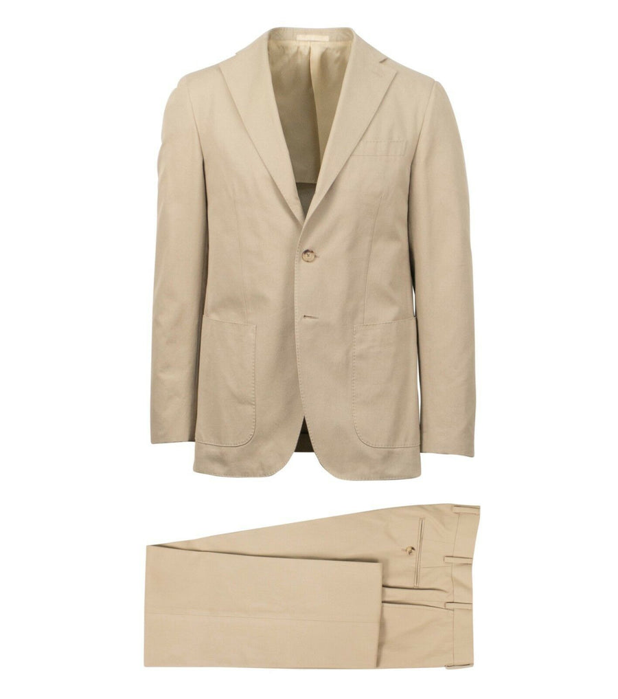 Drop 8 Cotton 3 Roll 2 Button Slim Fit Suit - Tan