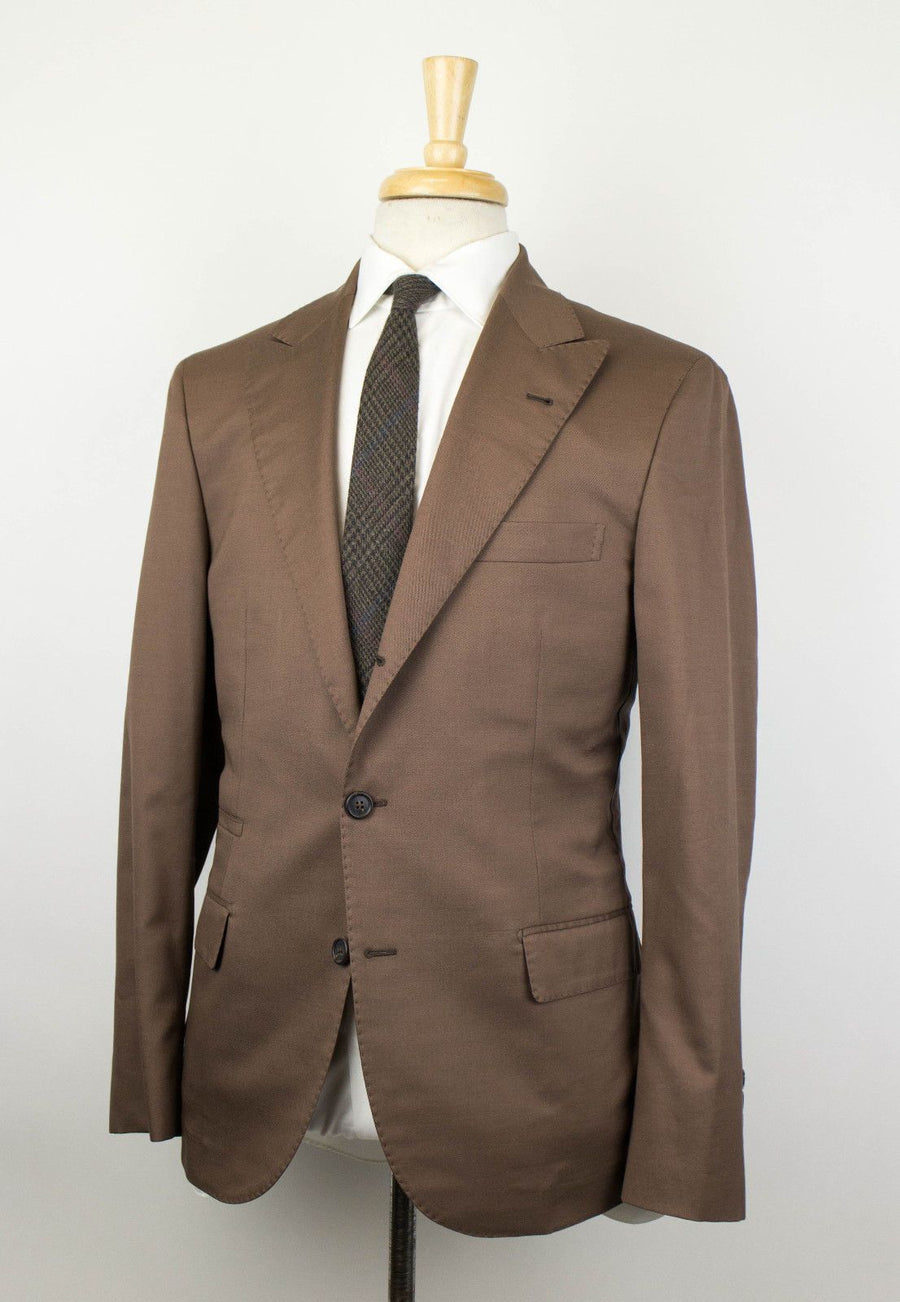 Wool Blend Twill 3/2 Button Suit - Brown
