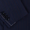 Drop 4 Thick Striped Wool Two Button Suit - Navy Blue / Purple