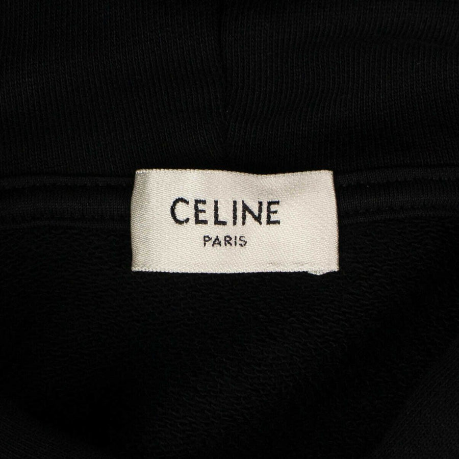 Cotton Celine Logo On Back Hoodie Sweatshirt - Black