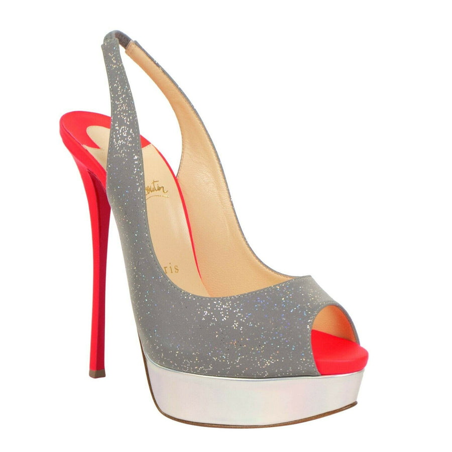 Fetish Peep Toe Slingback Pumps - Pink / Silver