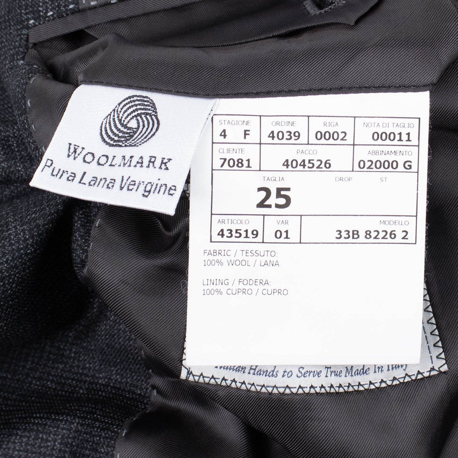 Micro Houndstooth Wool Two Button Suit - Charcoal Gray