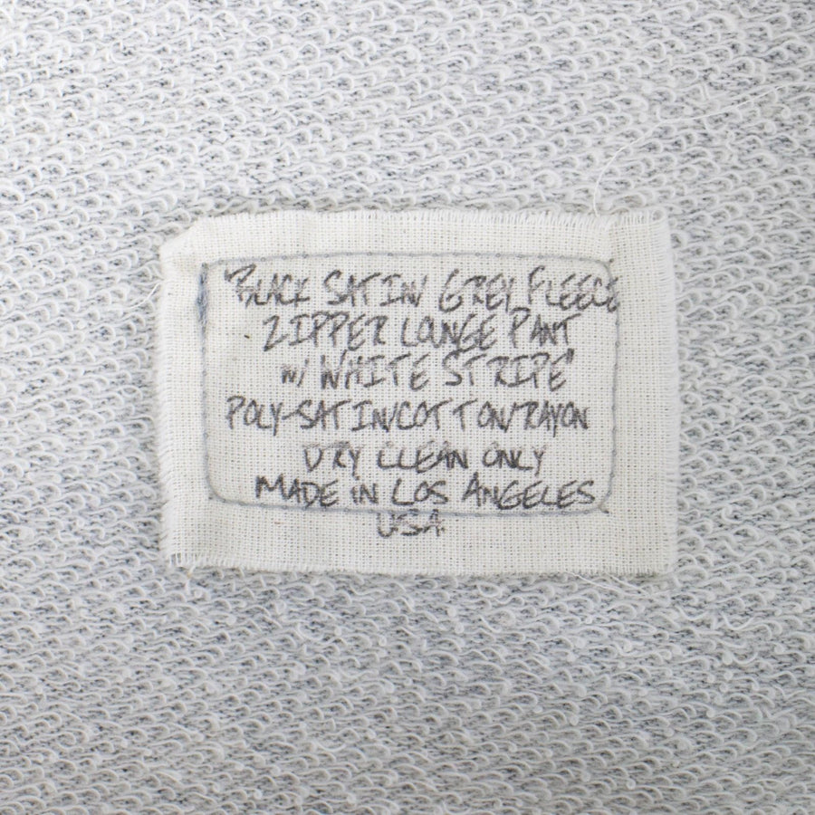 Satin W/ Drawstrings Fleece Zipper Lounge Pants - Black