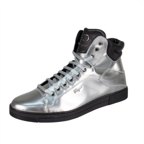 Stephen 2 Metallic Leather High-Top Sneakers - Silver