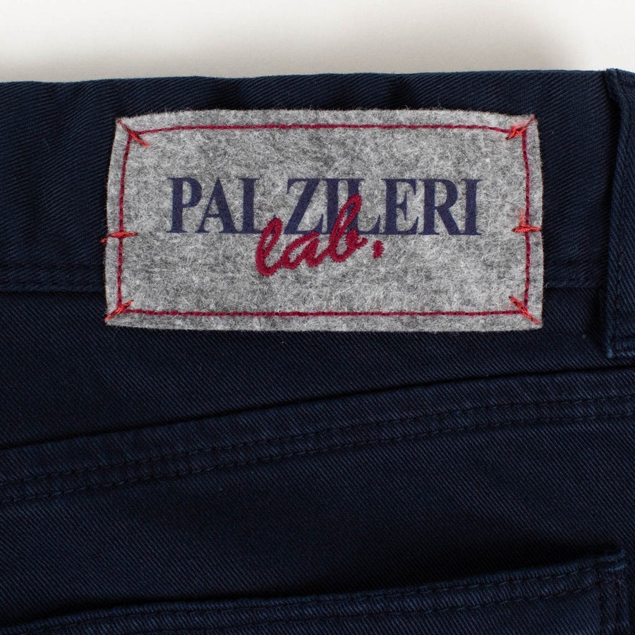 Navy Blue Cotton Blend Pants