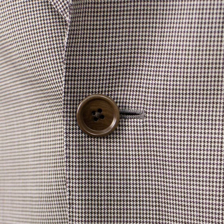 Drop 8 Houndstooth Wool 3 Roll 2 Button Slim Fit Suit - Brown