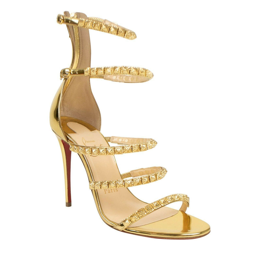 Forever Girl Studded Strappy 100mm Sandal Pumps - Gold