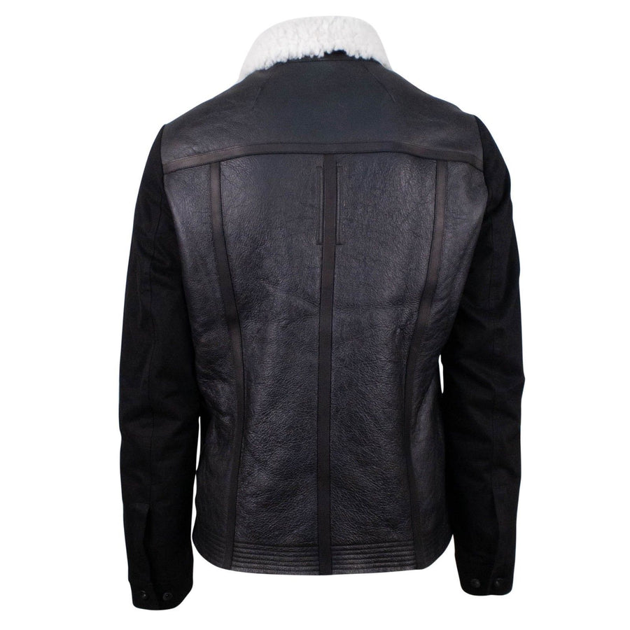Sliced Worker Shearling Jacket - Black