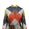 Color Block Long Sleeve Silk Dress - Multi