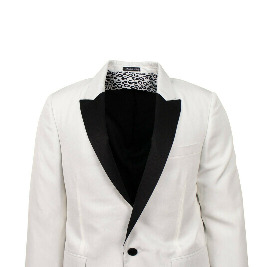 Leopard Scarf Blazer - White