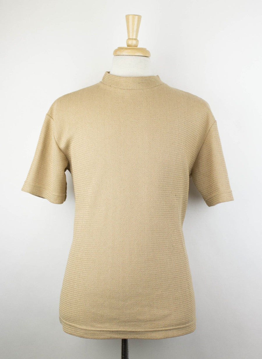Cotton Blend Raschel Knit Oversized T-Shirt - Brown