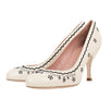Leather Stitched Detail Pumps - Cream