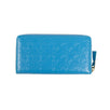 Leather Geometric Pattern Embossed Wallet - Blue