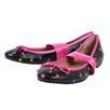 Leather Star Ankle Strap Flats - Black / Pink