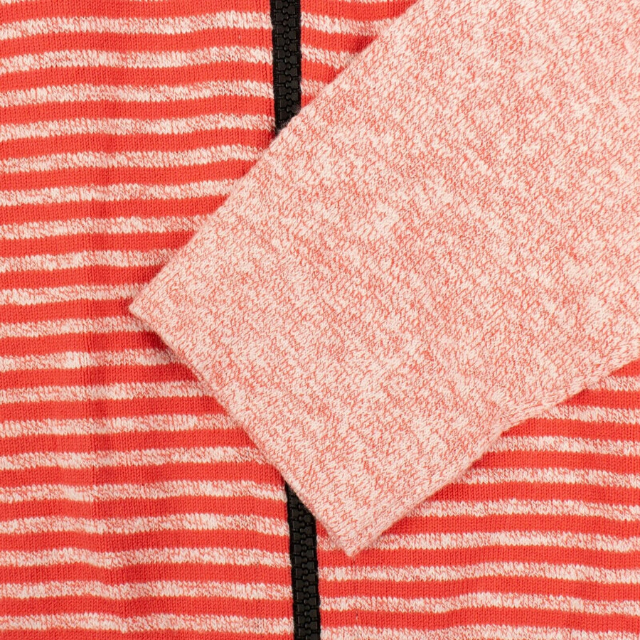 Cotton 'Marina' Striped Zip Up Sweatshirt - Red