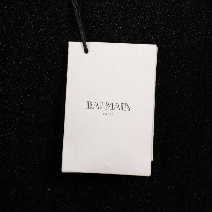 Metallic Wool Double Breasted Blazer - Black