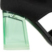 Sock Cutout Plexi Heel Ankle Boots - Black / Green