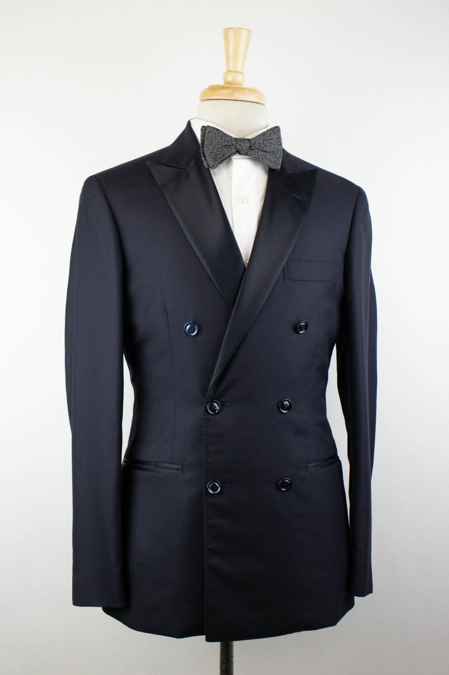 Cashmere Satin Lapels Double Breasted Tuxedo Suit - Blue