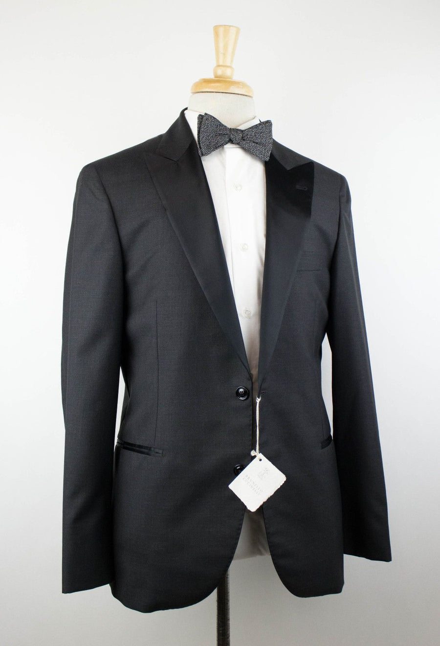 Wool Blend Satin Tuxedo Suit - Charcoal Gray