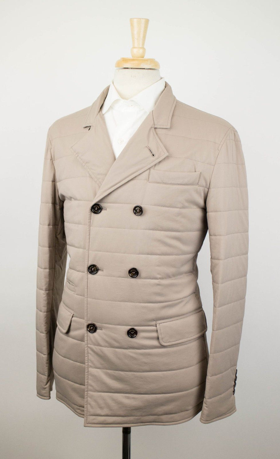 Nylon Puffer Peacoat Jacket - Beige