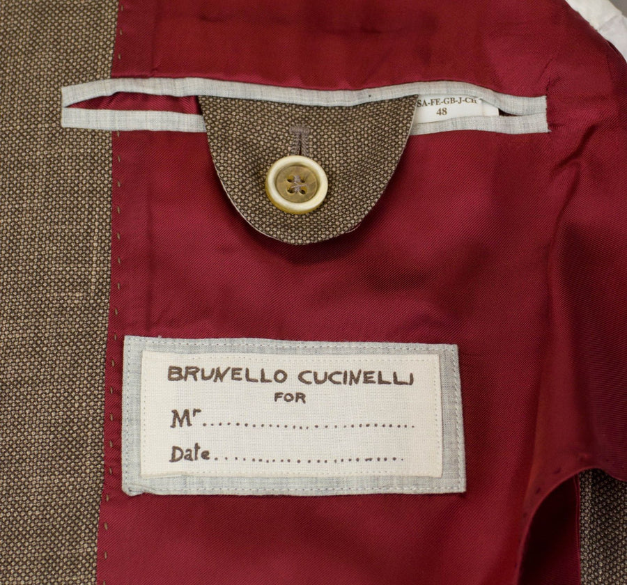 Birdseye Wool Blend Double Breasted Suit - Brown