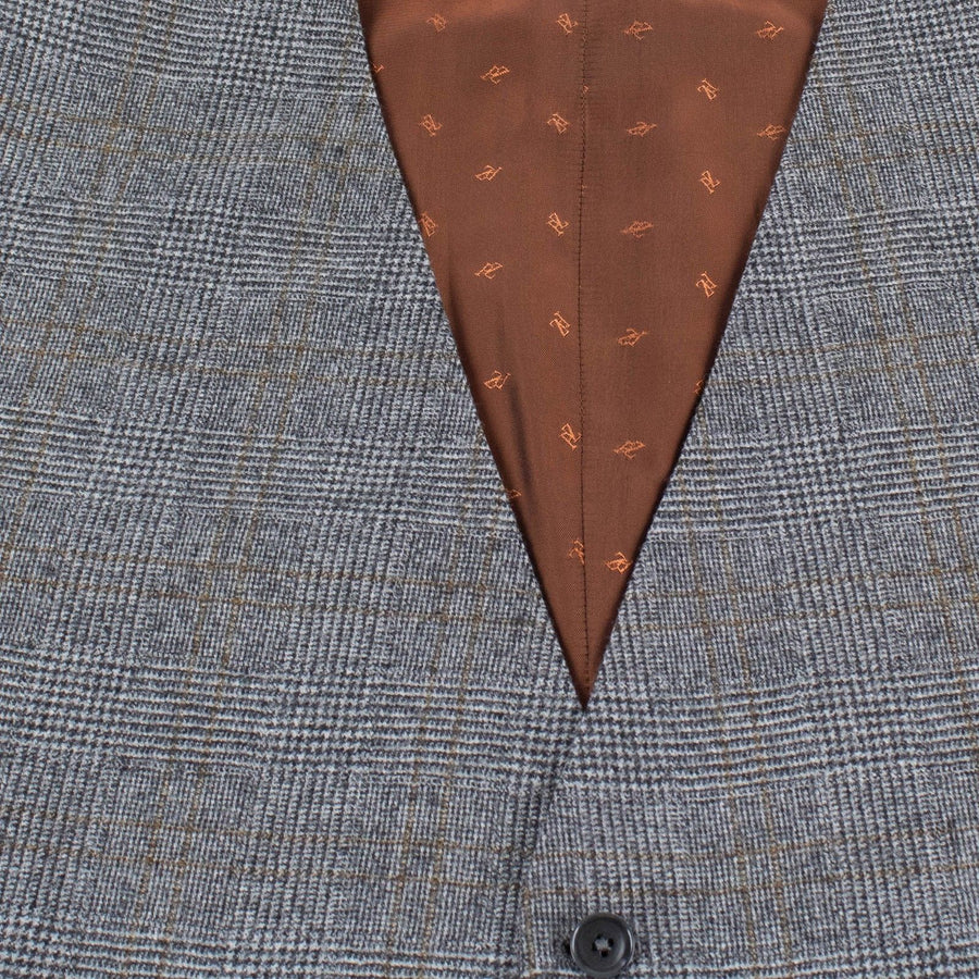 Glen Plaid Wool Two Button 3 Piece Suit - Gray