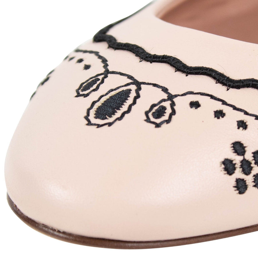 Leather Stitched Detailing Flats - Light Pink