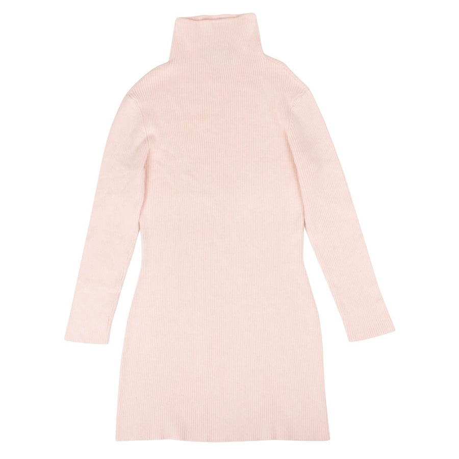 Ribbed Long Sleeve Turtleneck Sweater Dress - Pink