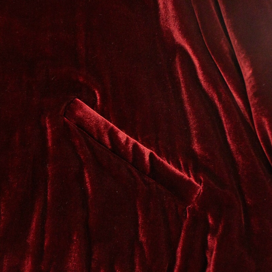 Velvet Puffer Bomber Jacket - Red