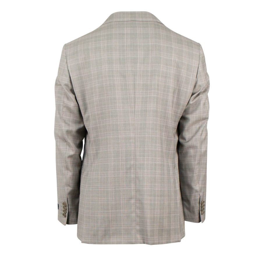 Drop 7 Plaid Two Button Suit - Beige