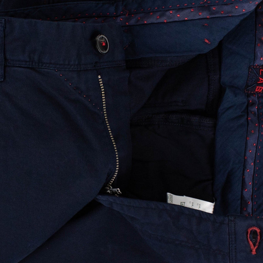 Navy Blue Cotton Blend Pants