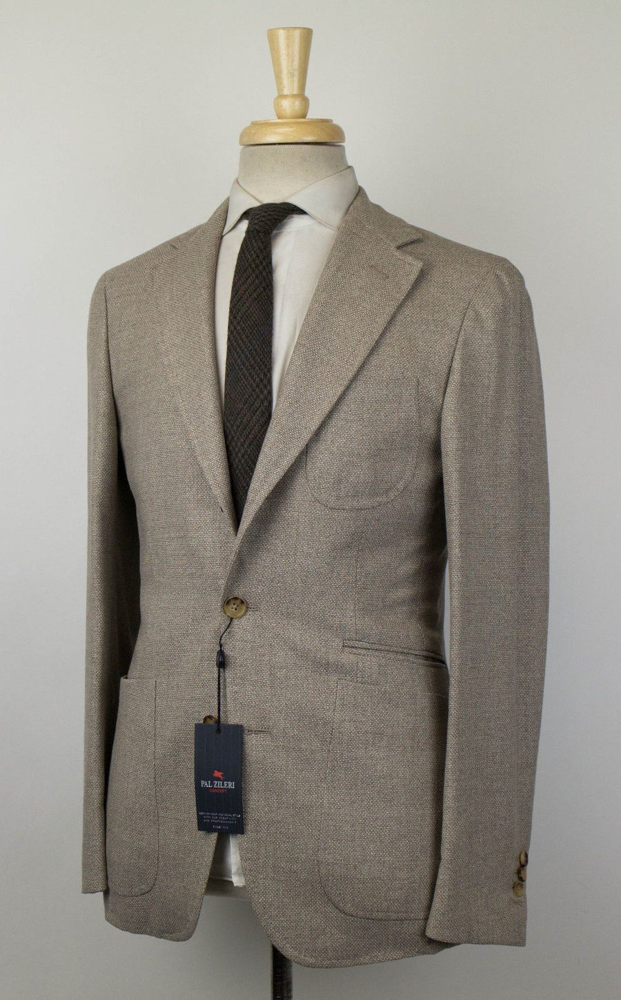 Wool Blend W/ Leather Sport Coat - Light Brown