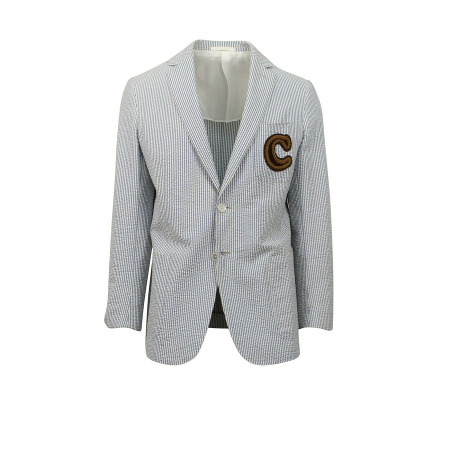 Drop 8 Striped Two Button Cotton Sport Coat - Light Blue