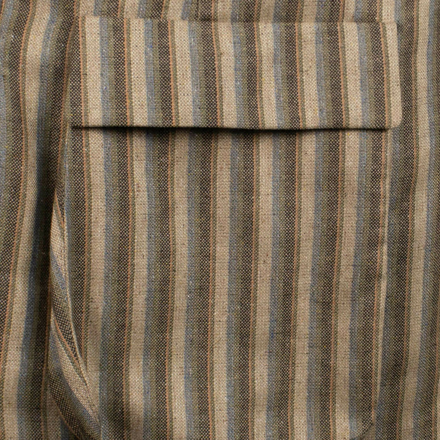Striped 3 Roll 2 Button Silk Blend Sport Coat - Brown