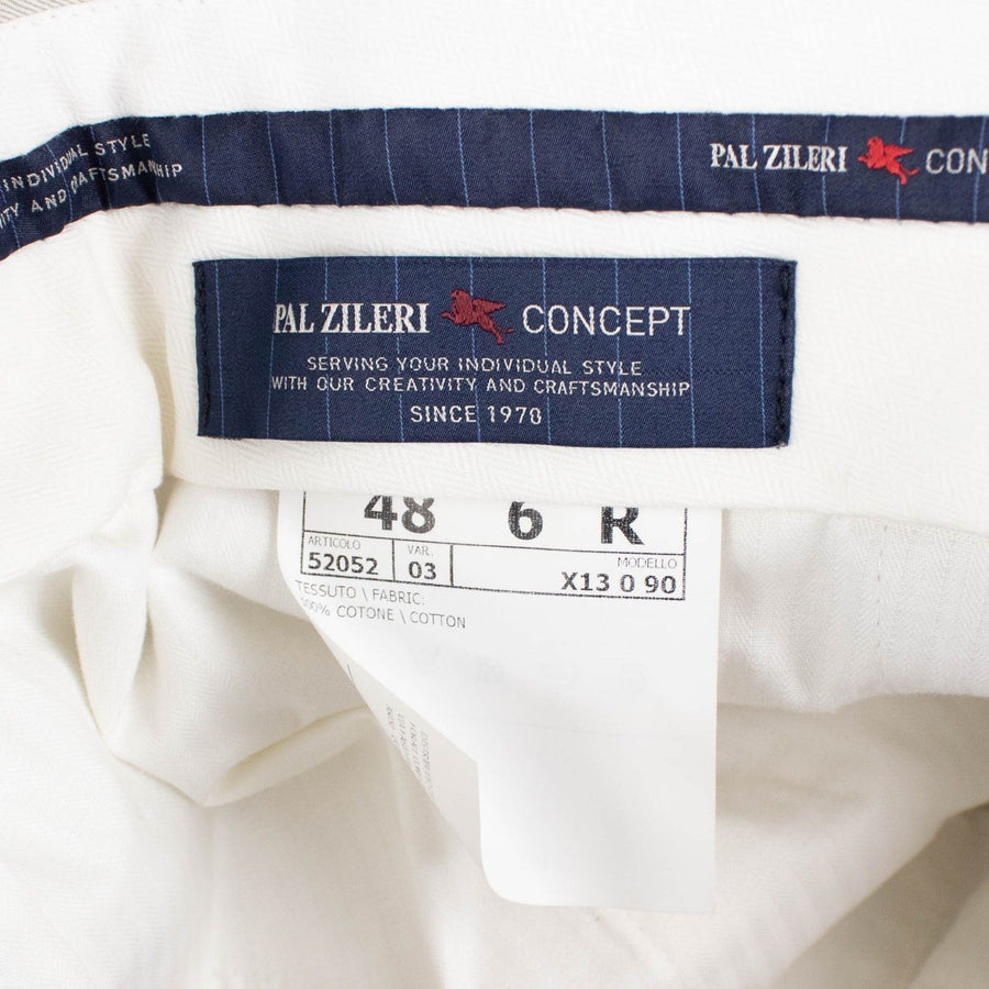 Beige Striped Cotton Dress Pants