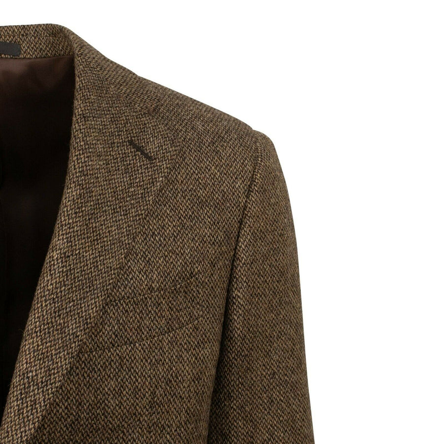 Drop 7 Tweed Wool Three Roll 2 Button Sport Coat - Brown