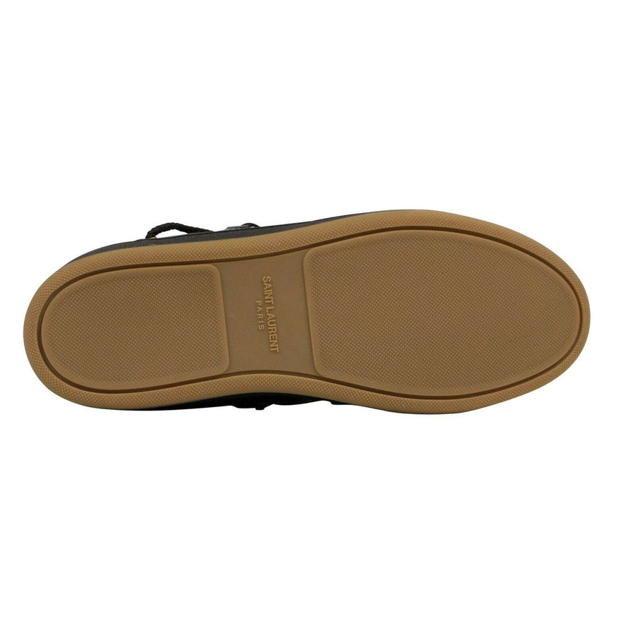 High Top Fur Lined Canvas & Leather Sneakers - Black