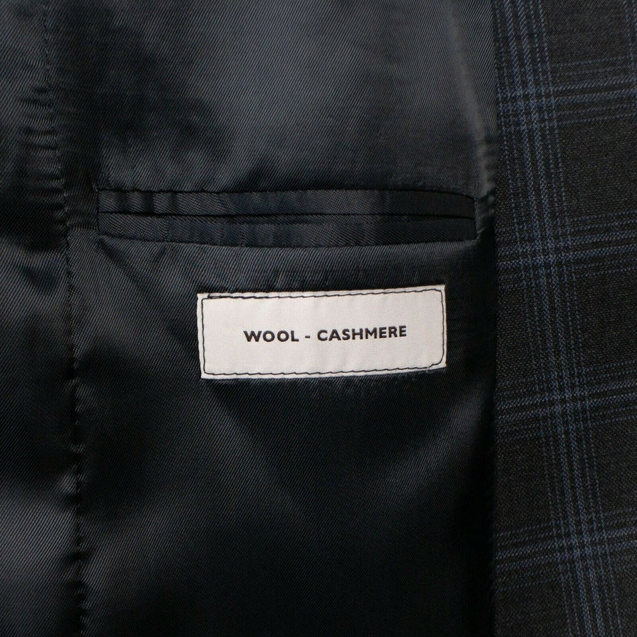 Drop 6 Plaid 3 Roll 2 Button Wool Sport Coat - Gray / Blue