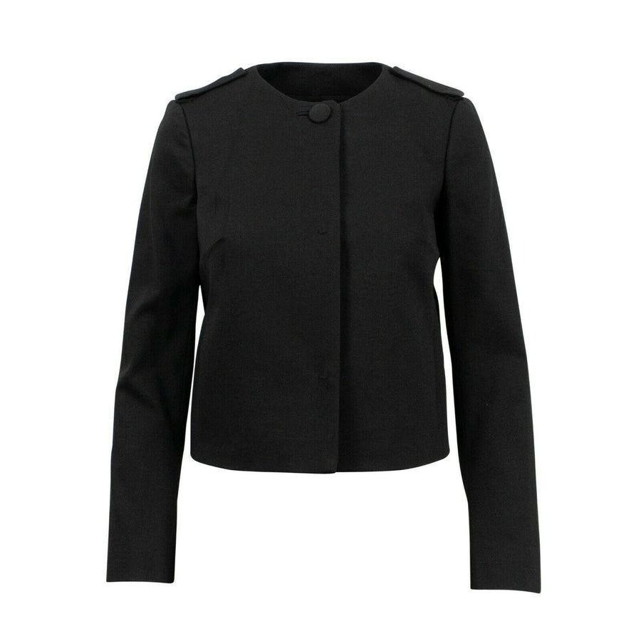 Cotton Blend Pleated Blazer - Black