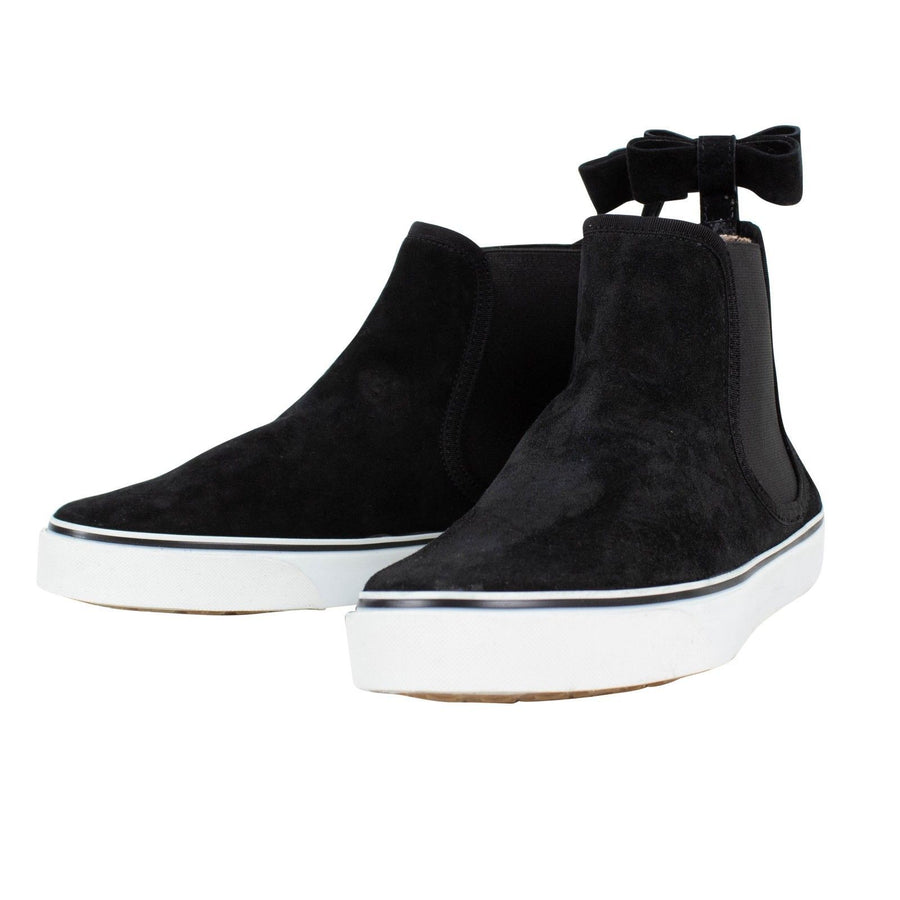 Black With Bow High Top Suede Sneakers