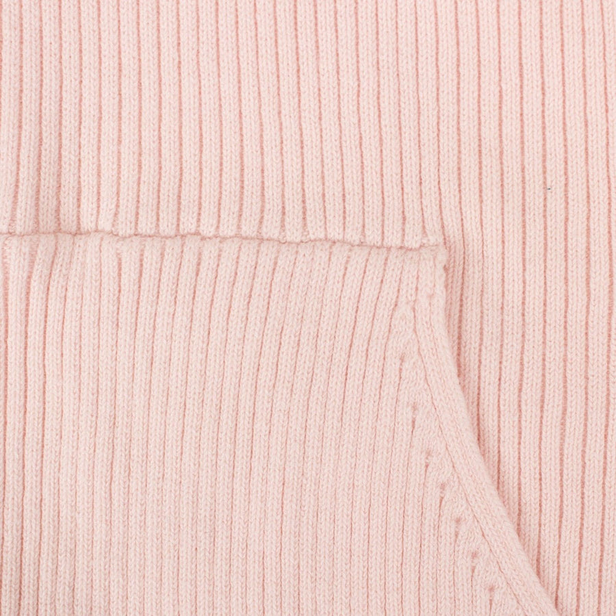 Ribbed Sleeveless Hoodie Sweatshirt - Pink