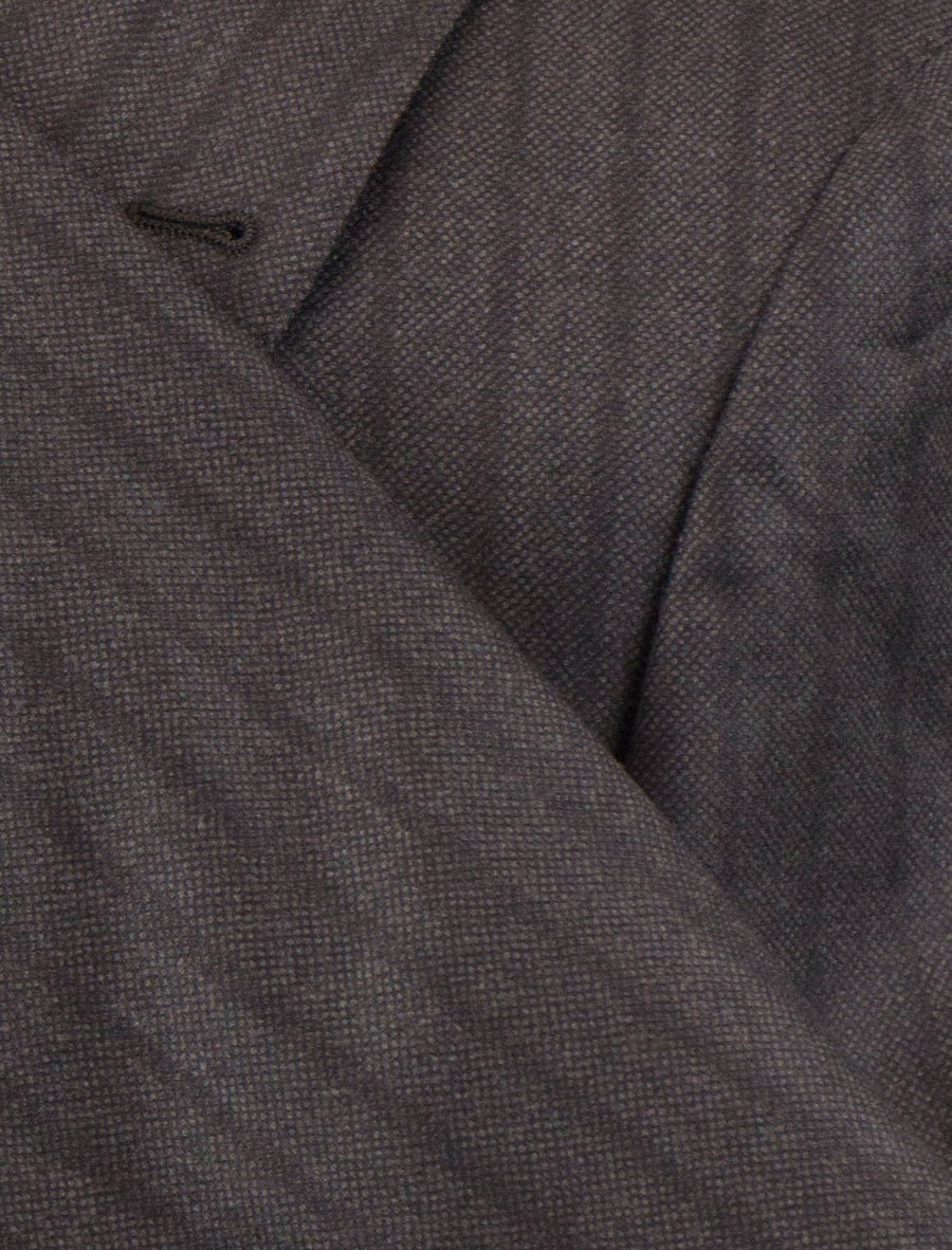 Dark Striped Wool 3/2 Button Suit - Brown