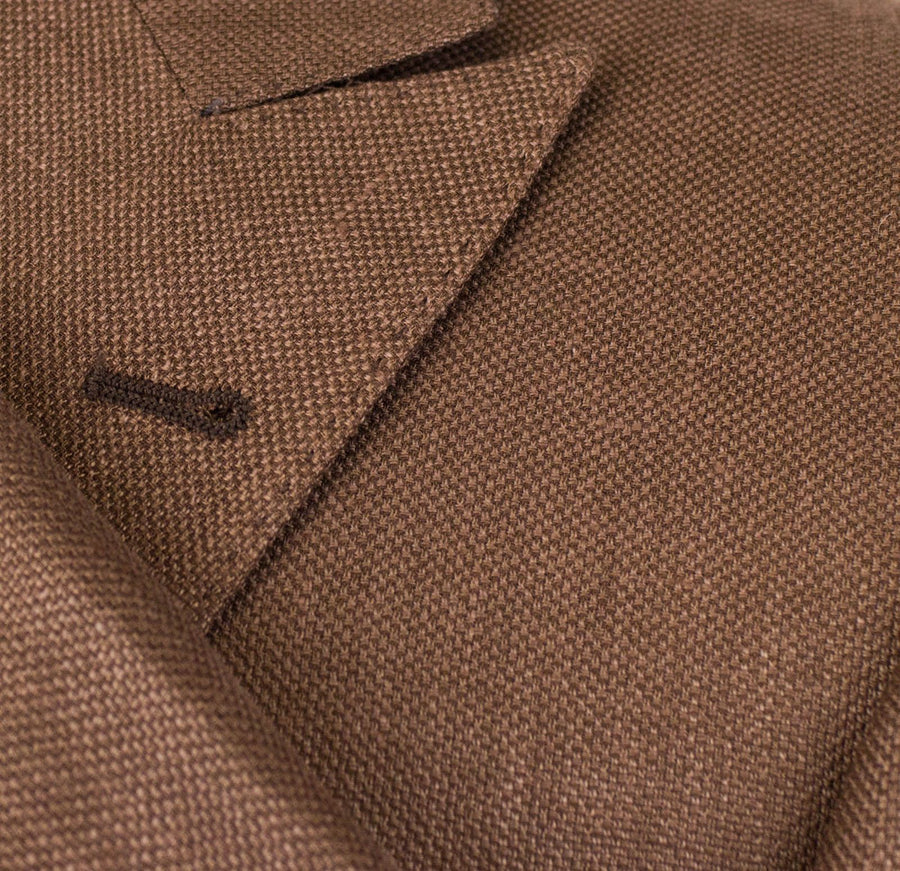 Wool Blend 3 Roll 2 Button Suit - Brown