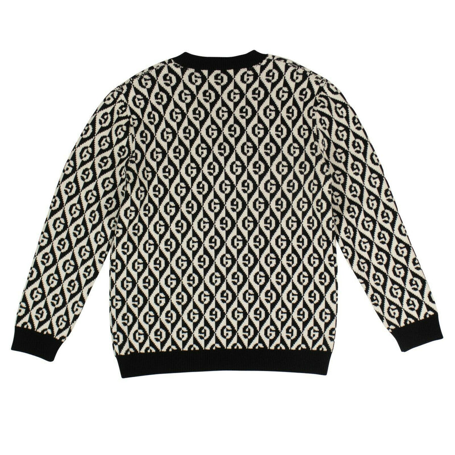 Wool 'G Rhombus' V-Neck Sweater Top - Black And White