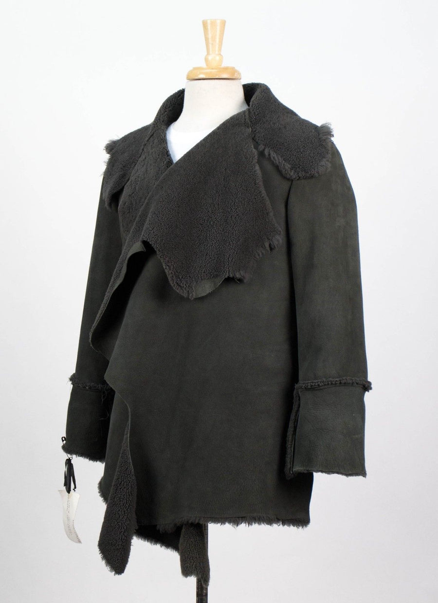 Shearling Leather 'Christian' Jacket - Gray