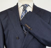 Plaid Wool Double Breasted Sport Coat - Blue