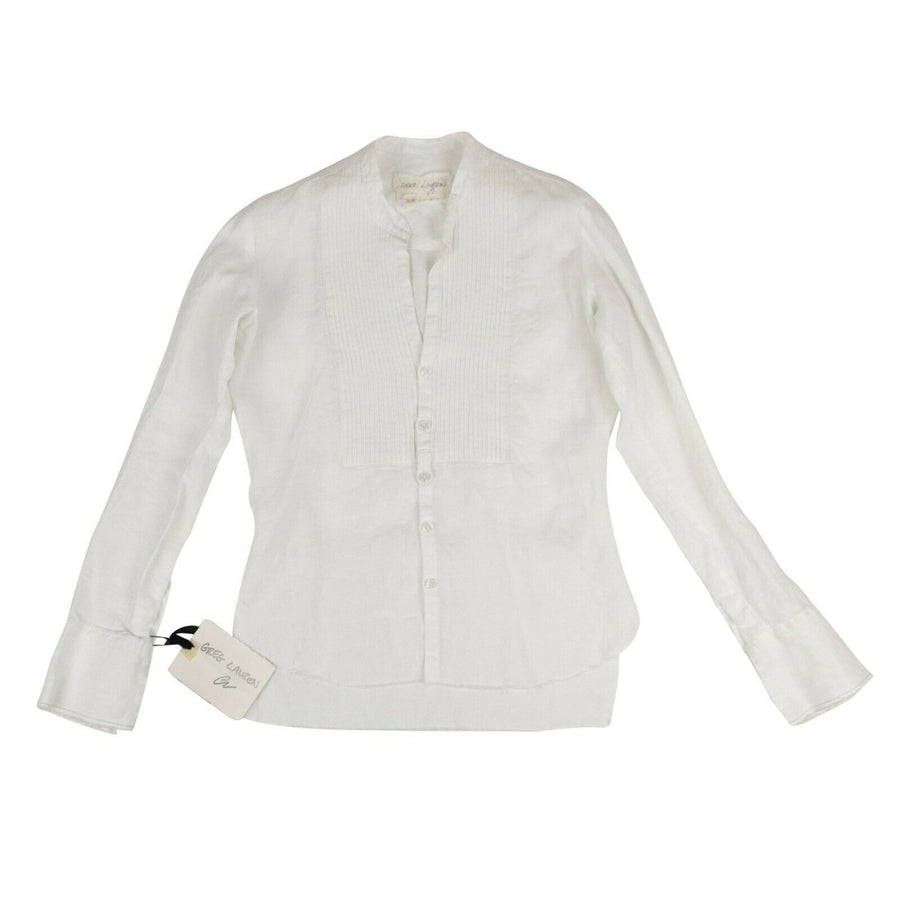 Linen Long Sleeve Tux Studio Shirt - White
