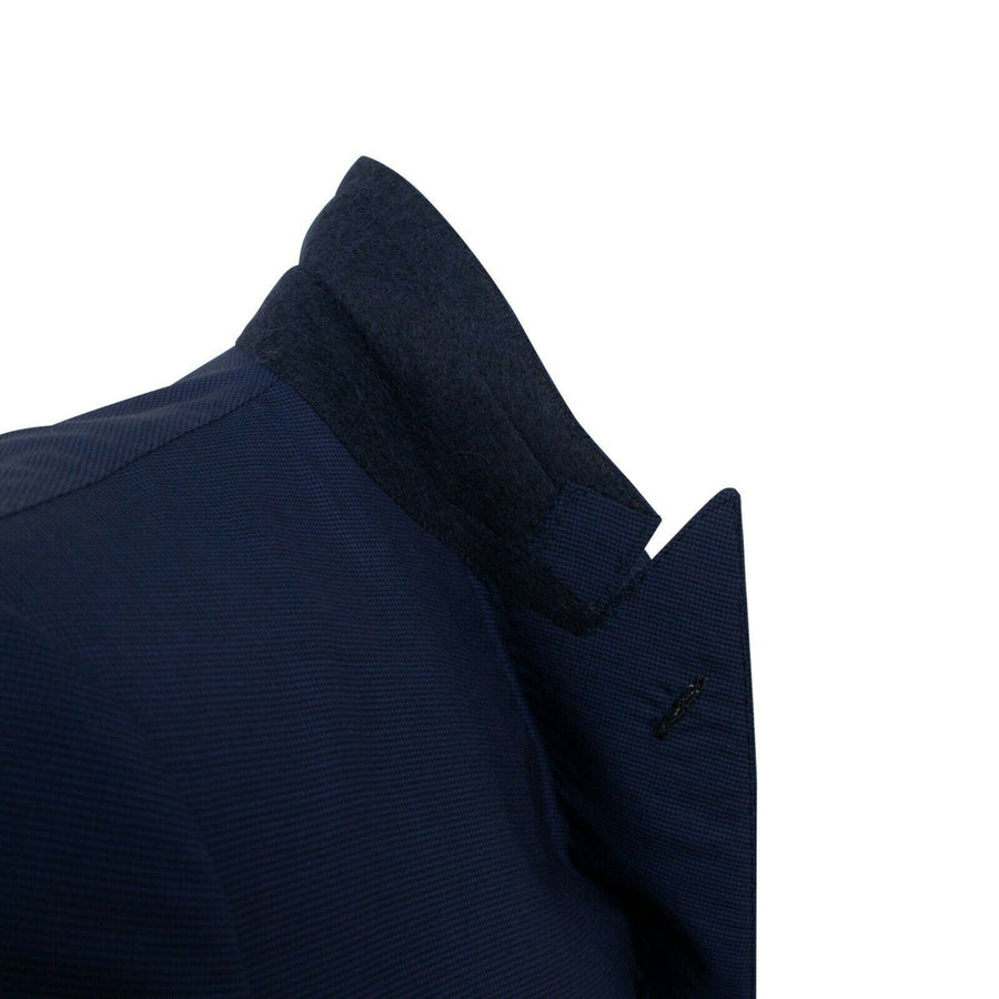 Drop 8 Houndstooth Wool Double Breasted Suit - Blue