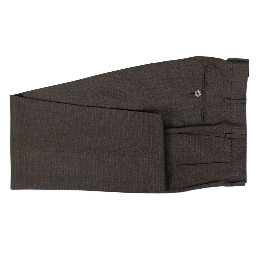 Drop 8 Small Check Wool Double Breasted Slim Fit Suit - Brown