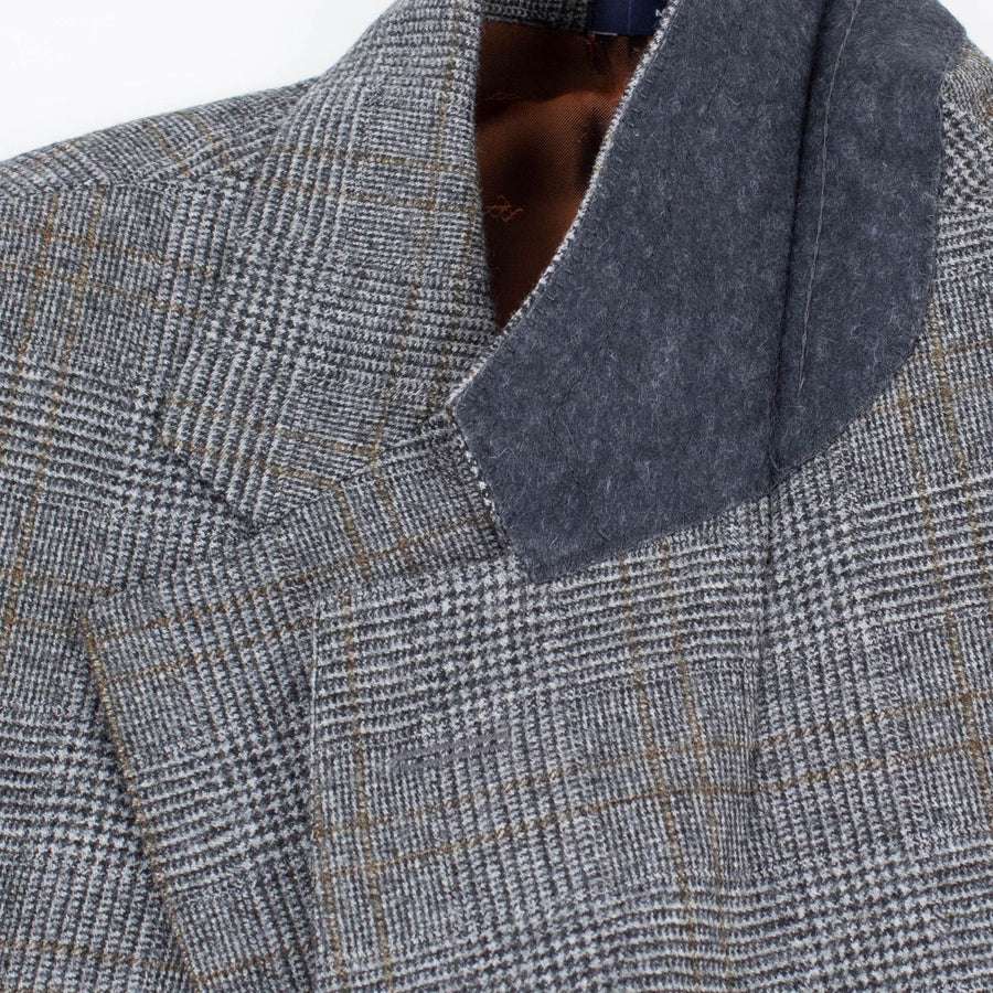 Glen Plaid Wool Two Button 3 Piece Suit - Gray